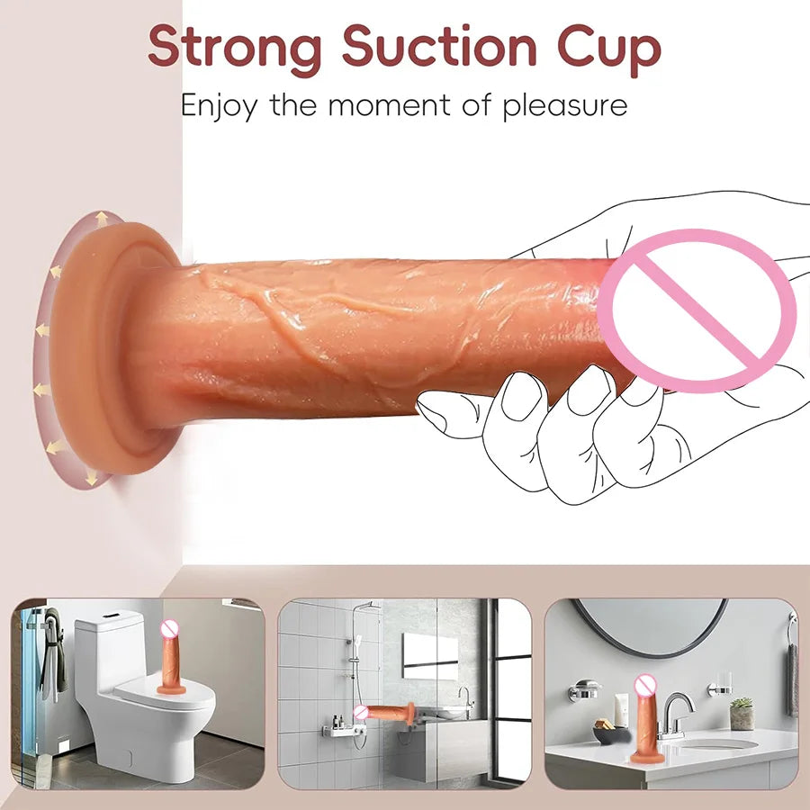 Supplier graphic showing the suction cup holding to bathroom and bedroom surfaces