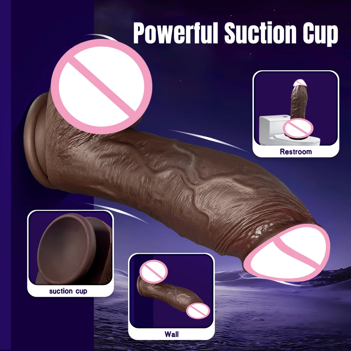 Supplier graphic showing the suction cup holding to a floor and a wall