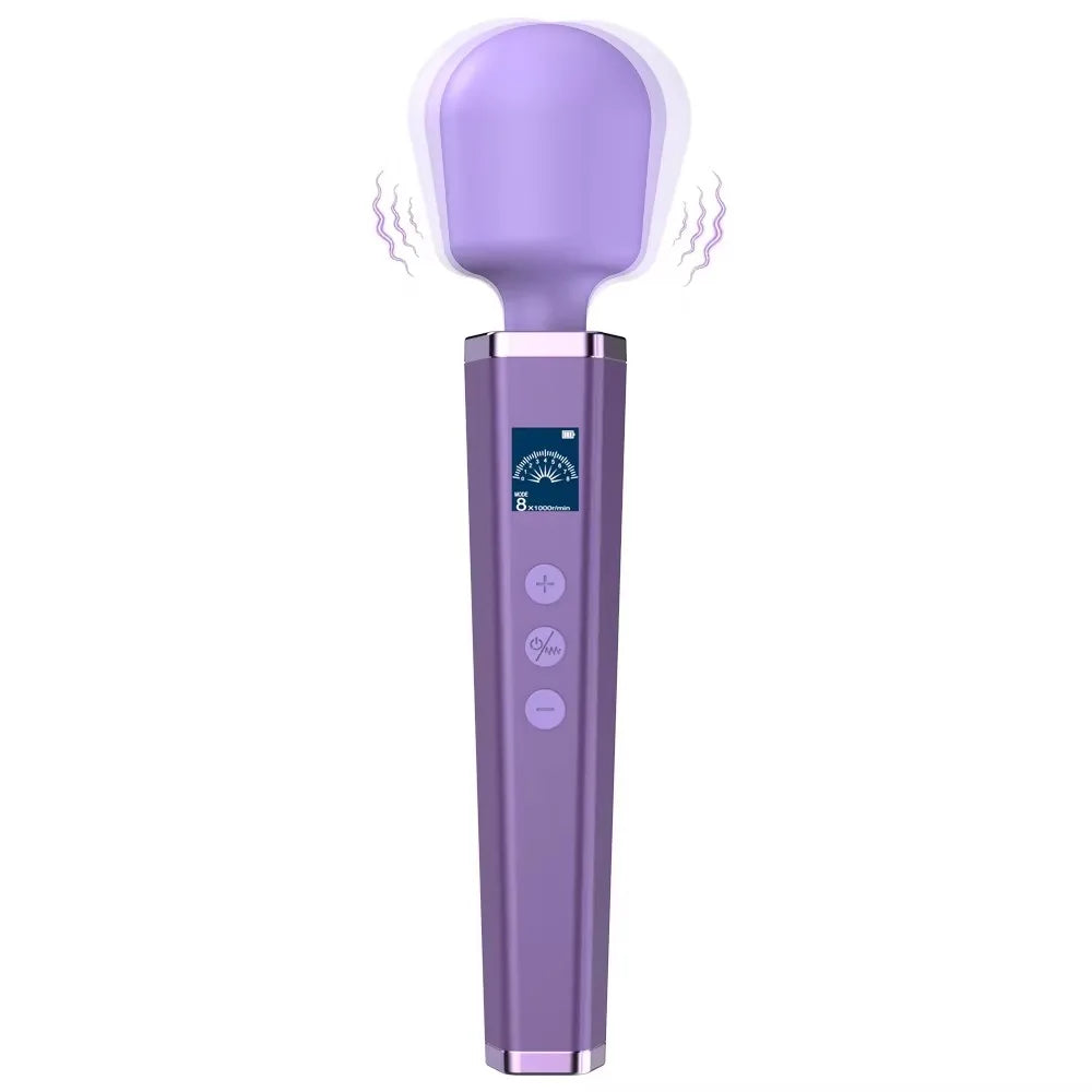 The purple wand, showing its flexible head and control buttons
