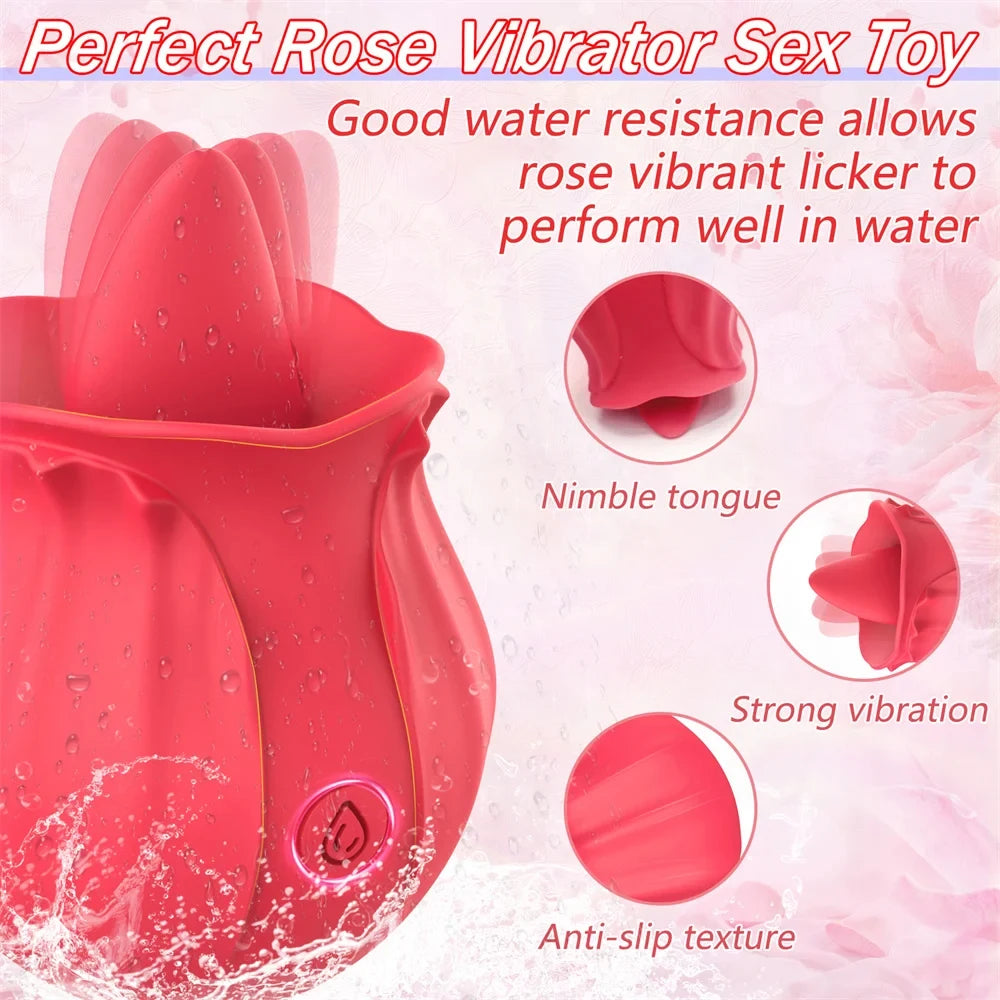 Rose Tongue Licking Vibrator For Women