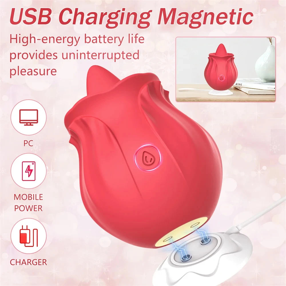 Rose Tongue Licking Vibrator For Women