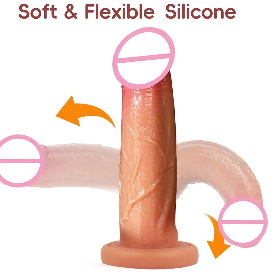 Supplier graphic showing the shaft flexing, captioned soft and flexible silicone