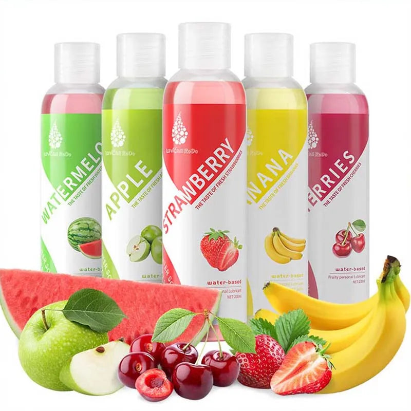 Supplier group photograph of five bottles, including an apple flavour that is not sold here
