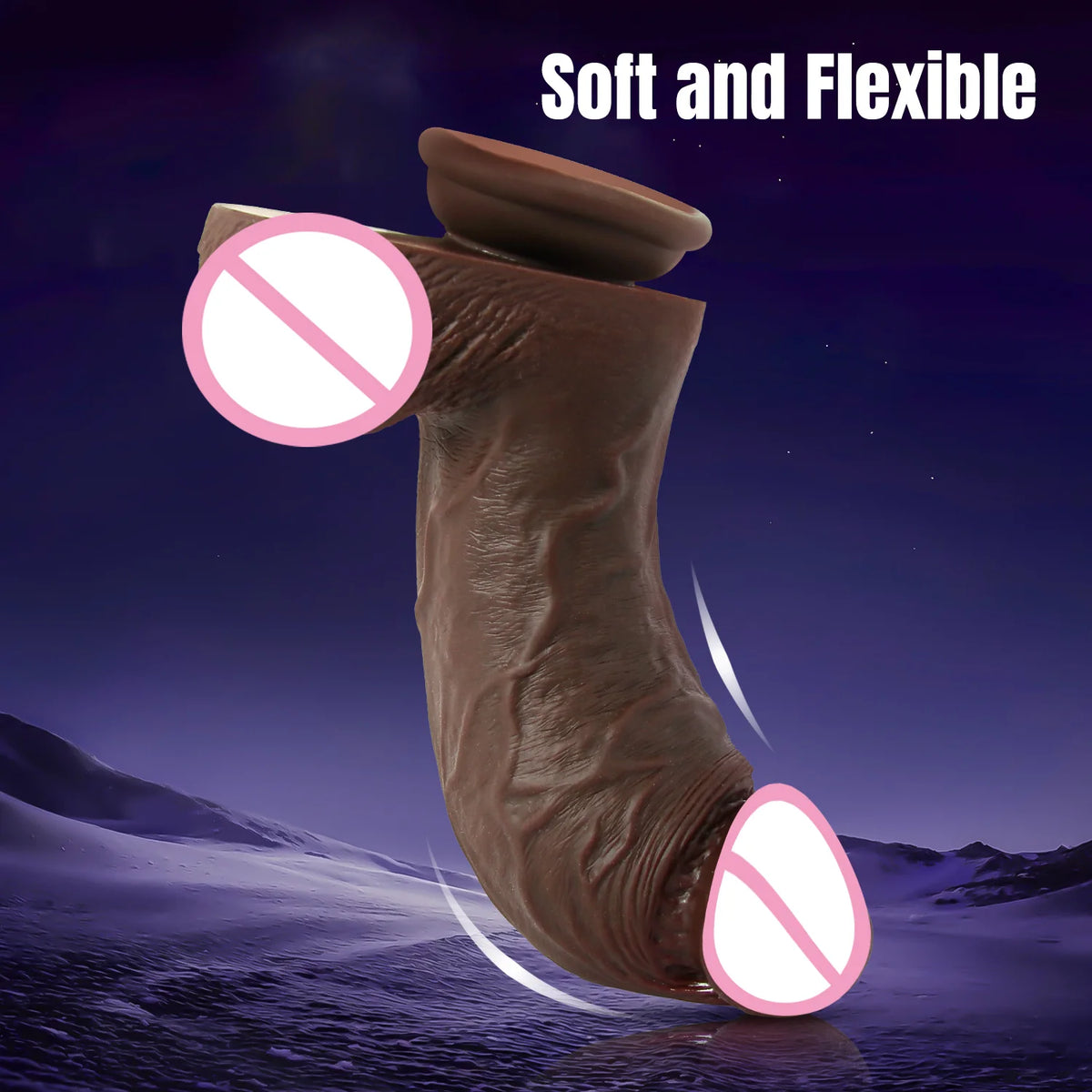 Supplier graphic showing the shaft flexing, captioned soft and flexible